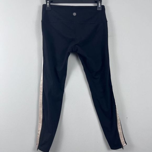 Athleta Metro Tux Stripe Black Chaturanga Ankle Zip Side Stripe cropped Leggings - Picture 15 of 16